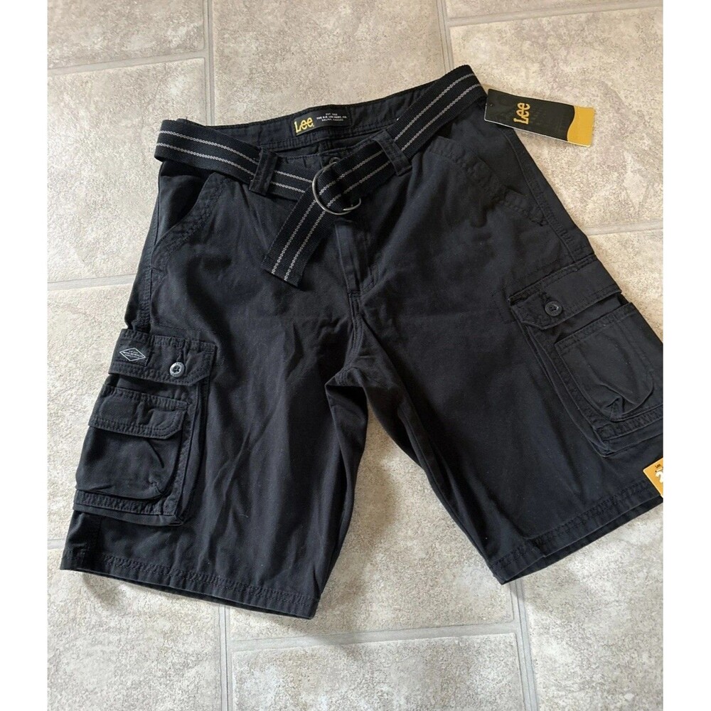 New Lee Cargo Shorts Mens Size 29 Black Belt